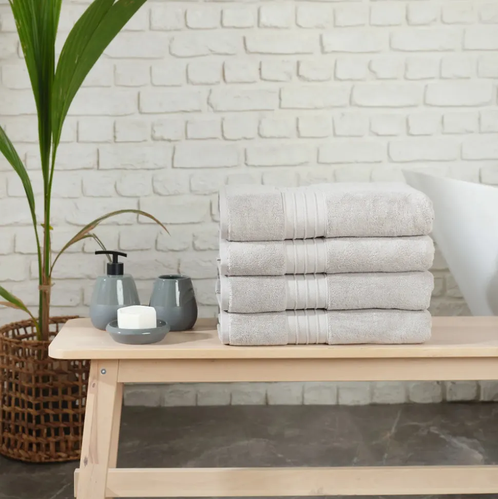 Karaca Home 100% Turkish Cotton Bath Towel Set, 4 Piece, 85cmx150cm, Grey