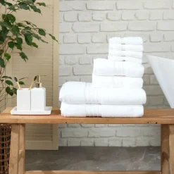 Karaca Home 100% Turkish Cotton Towel Set, 8 Piece, White
