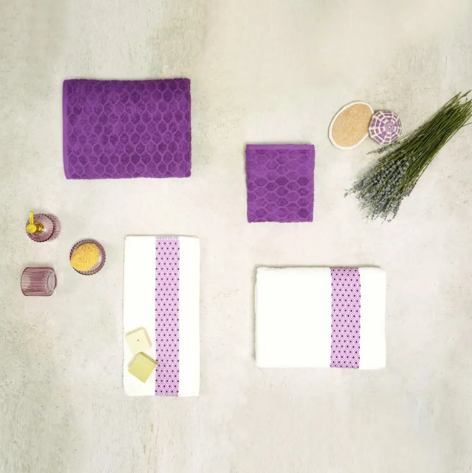 Karaca Home 100% Turkish Cotton Towel Set, Off White Plum