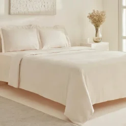 Karaca Home White Collection Felves 100% Turkish Cotton Duvet Cover Set, Double, Beige