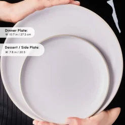 Karaca Hope 24-Piece Stoneware Dinner Set for 6 People, White Gold