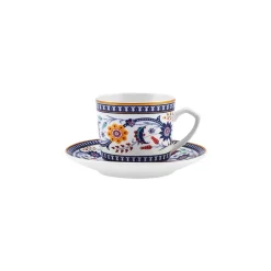 Karaca Ihlamur 4-Piece Bone China Espresso Turkish Coffee Cup Set for 2 People, 80ml, White Multi