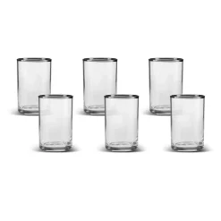 Karaca Işıl 6-Piece Glass Small Water Glass Set for 6 Person, 110ml, Transparent Platinium