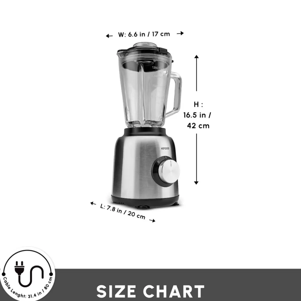 Karaca Inox Smoothie Blender, 1,5L, 1000W, Inox