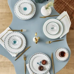 Karaca iznik 18 Piece Porcelain Serveware Set for 6 People, 19cm, White Multi