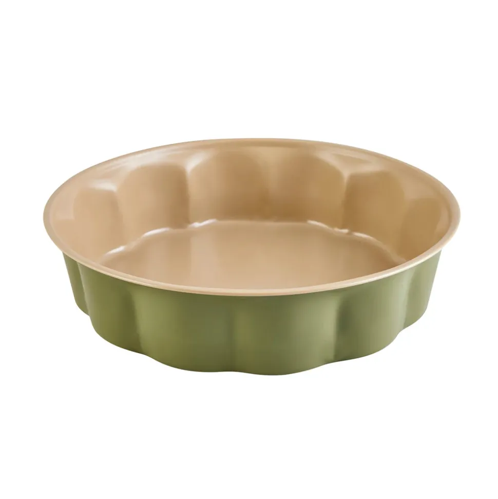 Karaca Jennese Fiorella Non-Stick Metal Round Cake Tin, 26cm, Green