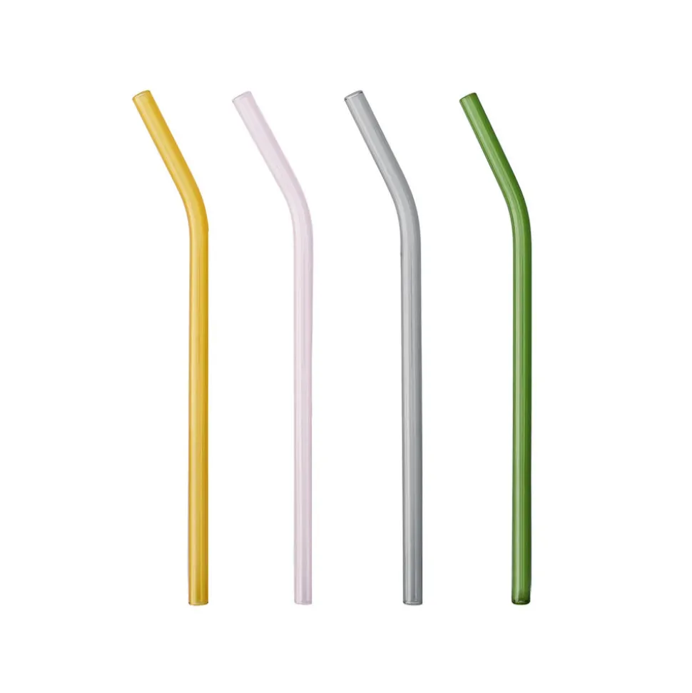 Karaca Joy Glass Straw, 4 Piece, 10cm, Multi