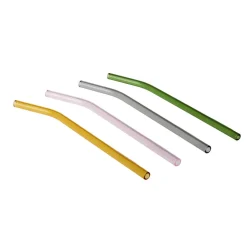 Karaca Joy Glass Straw, 4 Piece, 10cm, Multi