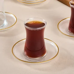 Karaca Juliet 12-Piece Turkish Tea Set for 6 People, 170ml, Gold