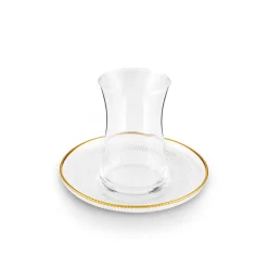 Karaca Juliet 12-Piece Turkish Tea Set for 6 People, 170ml, Gold