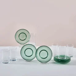 Karaca Juliet 12-Piece Turkish Tea Set for 6 People, Green