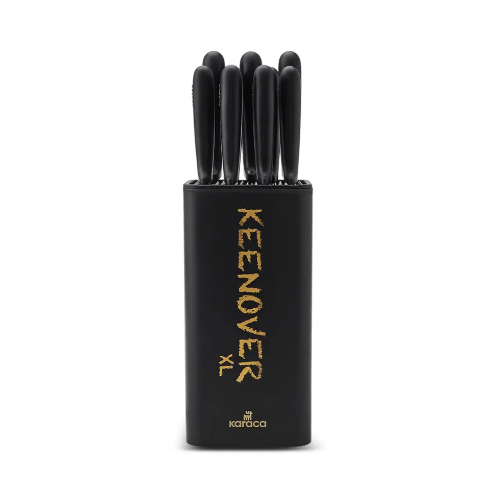 Karaca Keenover 9 Piece Knife Block Set, Black