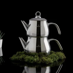 Karaca Layla Stainless Steel Induction Teapot Set, Midi, Silver