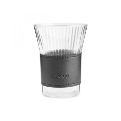Karaca Leather Cool Touch Latte Coffee Glass, 210 Ml, Black
