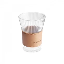 Karaca Leather Cool Touch Latte Coffee Glass, 210 Ml, Brown