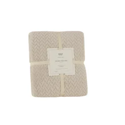 Karaca Leaves Wellsoft Blanket, 130x150cm, Light Grey
