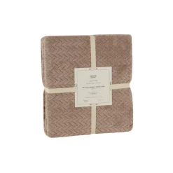 Karaca Leaves Wellsoft Blanket, Double, 200x220cm, Stone
