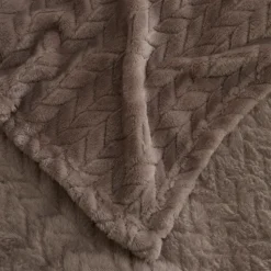Karaca Leaves Wellsoft Blanket, Single, 150x200cm, Stone