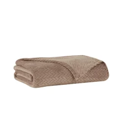 Karaca Leaves Wellsoft Blanket, 130x150cm, Stone
