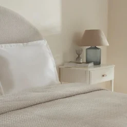 Karaca Leaves Wellsoft Blanket, Double, 200x220cm, Light Grey