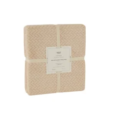 Karaca Leaves Wellsoft Blanket, Single, 150x200cm, Ecru
