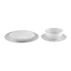 Karaca Leon 24-Piece Porcelain Dinner Set for 6 People, White Platinum
