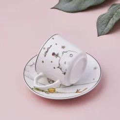Karaca Le Petit 4-Piece Porcelain Espresso Turkish Coffee Cup for 2 People, 80ml, Multi