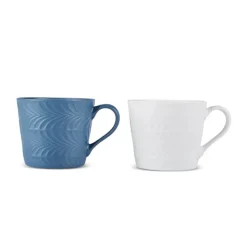 Karaca Lily 2-Piece Mug Set, 320 ml,Blue, White
