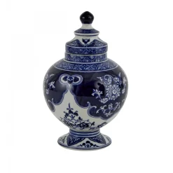 Karaca Lisbon Lori Ceramic Vase, 18cm, White Blue