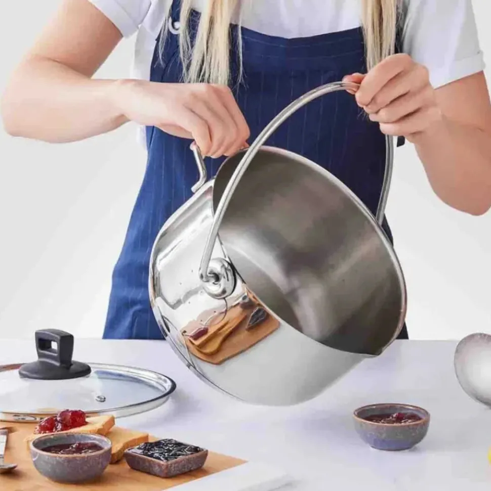 Karaca Love of Kitchen Stainless Steel Induction JamMarmalade Pot, 28cmx18cm, Silver