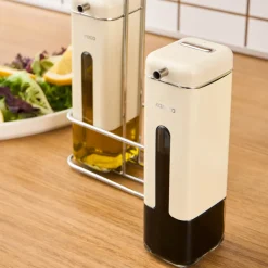 Karaca Luminous 3-Piece Glass Oil and Vinegar Bottle, Inox