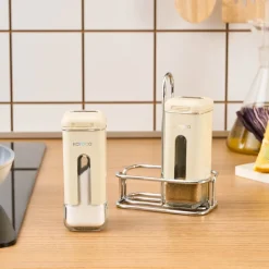 Karaca Luminous 3-Piece Glass Salt and Pepper Shaker, Cream