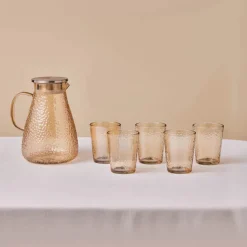 Karaca Luminous 7-Piece Tumbler Glass Set, Amber