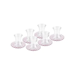Karaca Luna 12-Piece Turkish Tea Set for 6 People, 130ml, Light Pink