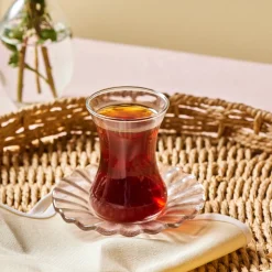 Karaca Luna 12-Piece Turkish Tea Set for 6 People, 130ml, Light Brown