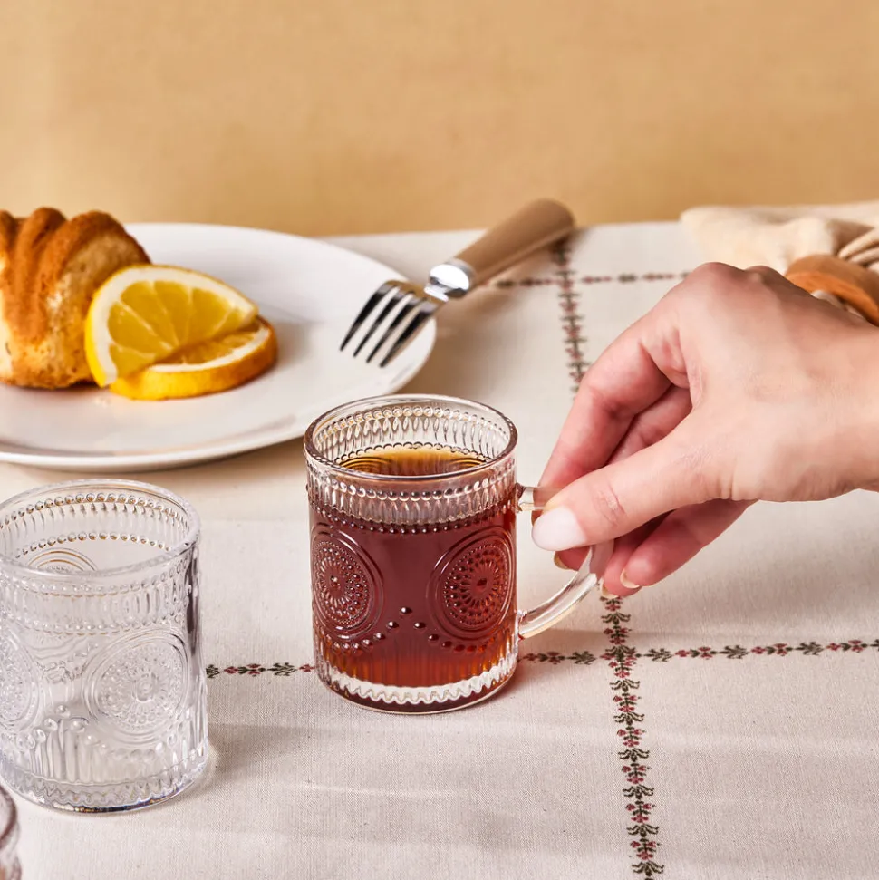 Karaca Margo 6-Piece Glass Turkish Tea Set for 6 People, 155ml, Transparent