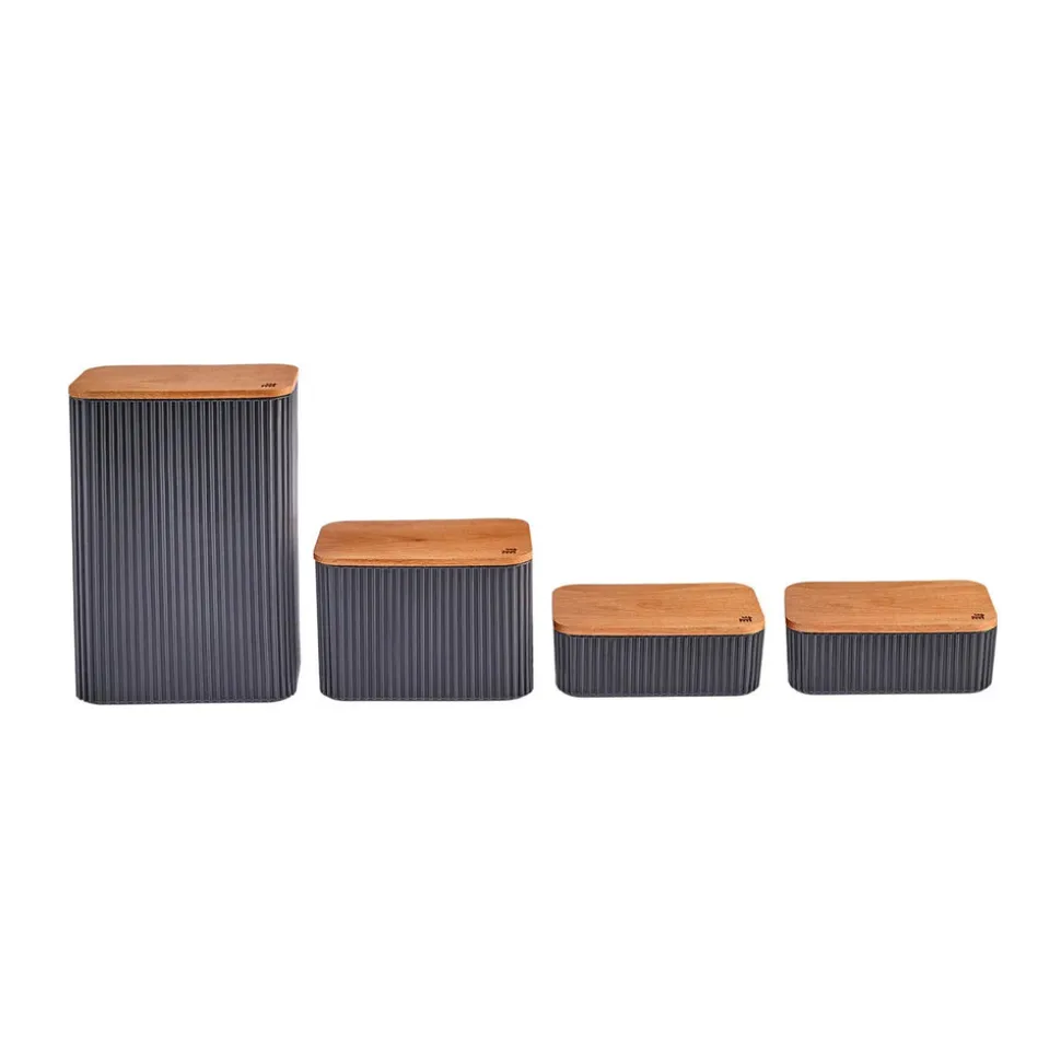 Karaca Massimo 4-Piece Plastic Storage Container Set, 5L, Anthracite