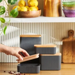 Karaca Massimo 4-Piece Plastic Storage Container Set, 5L, Anthracite