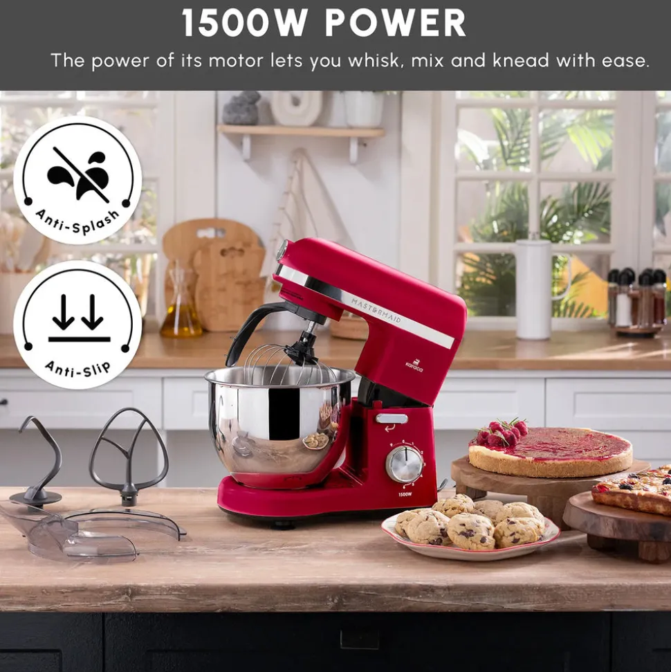 Karaca Mastermaid Chef Pro Zero Side Tech Stand Mixer, 5L, 1500W, Red