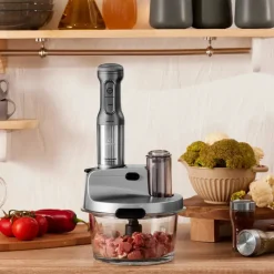 Karaca Mastermaid Steel Glass 8 in 1 Food Processor, 2500W, Galaxy Grey