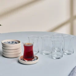 Karaca Mavili 6-Piece Turkish Tea Set for 6 People, 170ml
