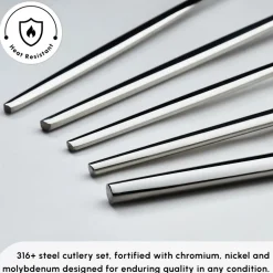 Karaca Mild 84-Piece 316+ Stainless Steel Cutlery Set for 12 People, Silver