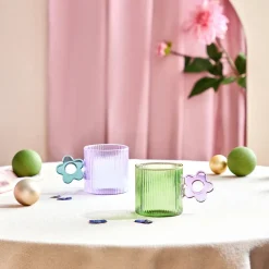 Karaca Miracle Glass Mug, 360ml, Green Flower