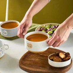 Karaca Monet Flower 3-Piece Stoneware Cereal/Soup Bowl, 460ml, Multi