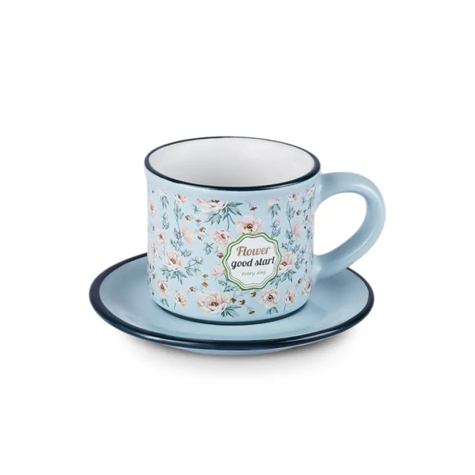 Karaca Monet 8-Piece Stoneware Espresso Turkish Coffee Cup Set for 4 People, 60ml, Multi