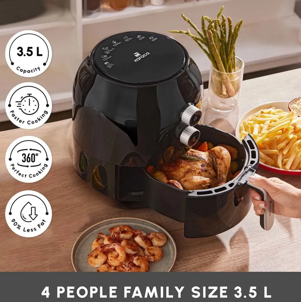 Karaca Multifry Single Pan Air Fryer, 3.5L, 1300W, Black