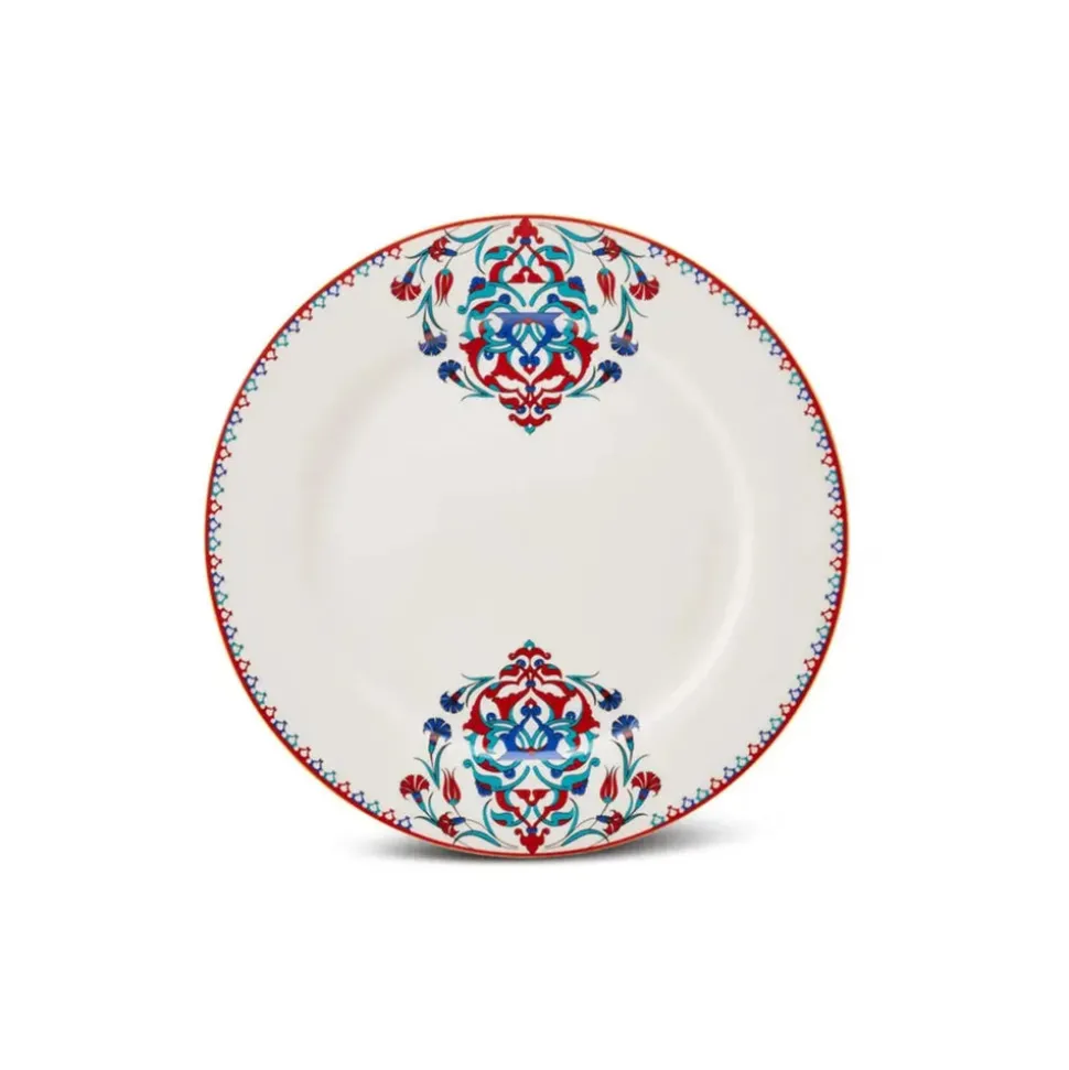 Karaca Nakkaş 24-Piece Bone China Dinner Set for 6 People, White Multi