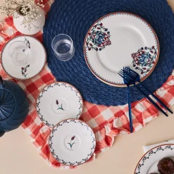 Karaca Nakkaş 18 Piece Porcelain Serveware Set for 6 People, 19cm, White Multi