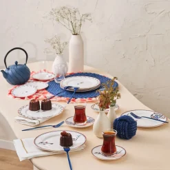 Karaca Nakkaş 18 Piece Porcelain Serveware Set for 6 People, 19cm, White Multi