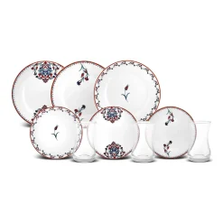 Karaca Nakkaş 18 Piece Porcelain Serveware Set for 6 People, 19cm, White Multi
